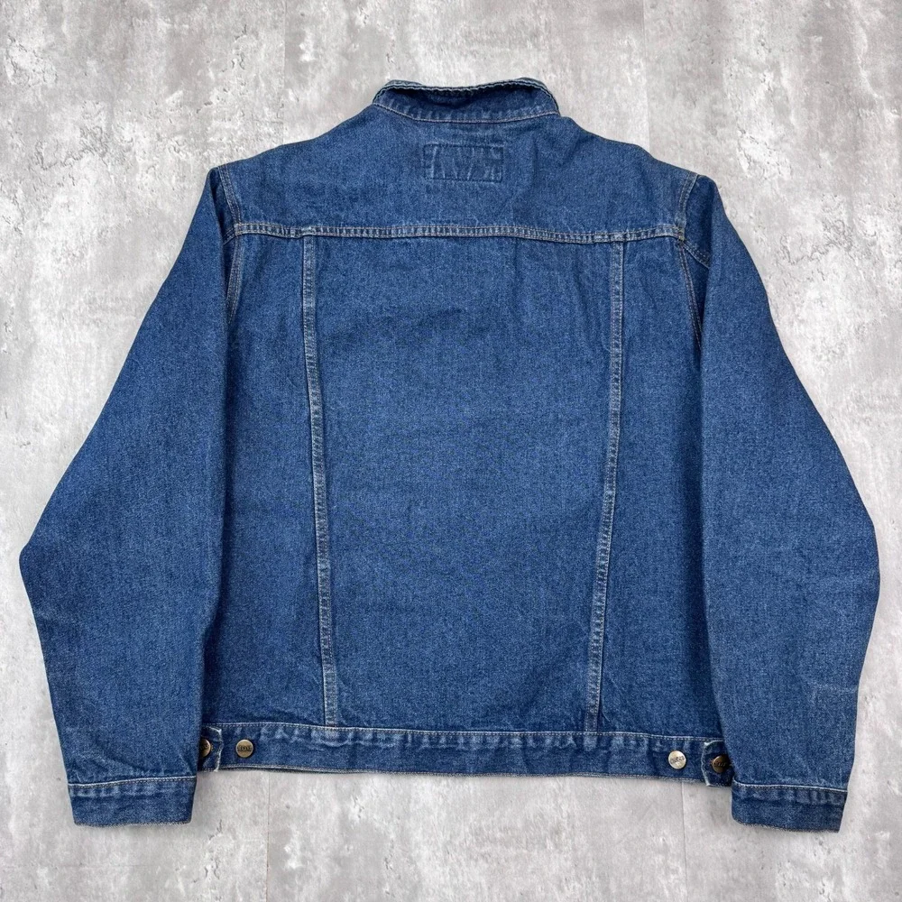 JEAXXS Denim Jacket Men's 2XL Blue Jean Work Trucker Button Dark Wash Western